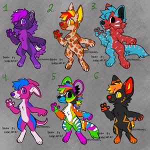 Furry Adopts - Vibrant Bright Colour “sparkledog” canines