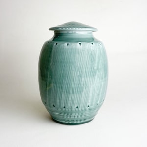 Medium Sized Cremation Urn - Handmade Pottery Clay Urn - 160 Cubic Inches Capacity - 8.75" Tall x 6.5" wide - Unique Urn - STCL-MURN-1