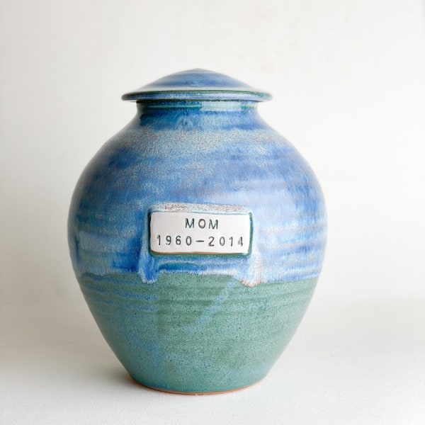 Personalized Cremation Urn - Pottery Medium Urn - Made to Order -Aprox 10”x 7” -250-280 Cubic Inch Capacity- Kent Harris Pottery