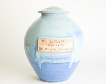 Personalized Cremation Urn - Pottery Medium Urn - Made to Order -Aprox 9”x6” -150-200 Cubic Inch Capacity- Kent Harris Pottery