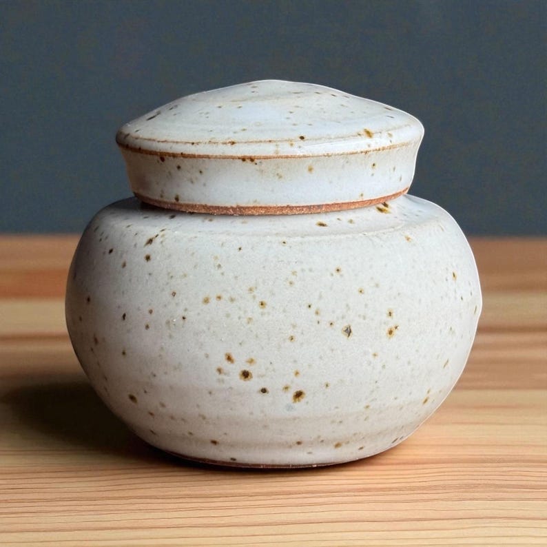 Mini Keepsake Urn – 5 cu in Handmade Urn – Choose Your Glaze – Small Cremation Urn for Ashes – Glossy Finish – Kent Harris Pottery Snowfall Stone