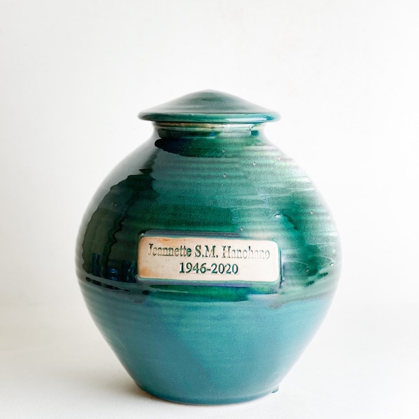 Personalized Cremation Urn - Pottery Small/Medium Urn - Made to Order -Aprox 8”x5”-90-100 Cubic Inch Capacity- Kent Harris Pottery