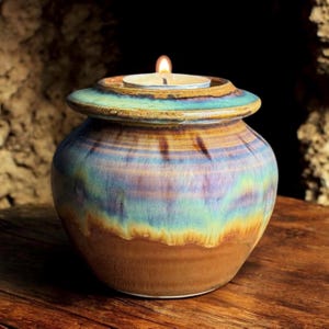 Handmade Tealight Keepsake Urn: Porcelain Memorial Candle Holder
