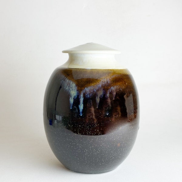 Handmade Pottery Cremation Urn for Adults - Large Size - Holds Approximately 250 Cubic Inches - Dimensions: 9.75”x7.5” - SPWTD-LURN-2