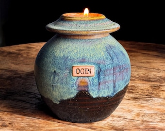 Custom Tealight Keepsake Urn – Handmade Porcelain Cremation Urn – Personalized with Name – Various Capacities - 10-300+ cubic inch Capacity