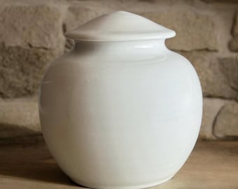 125 cu/in Small/Medium Sized Urn - Handmade Cremation Urn - 125 Cubic Inches Capacity- 7&quot; Tall x 6.25 wide - Unique Urn -WHT-125CU-2