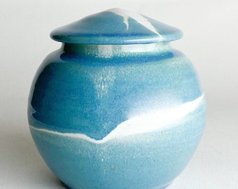 60 cu/in Small Size - Pet Urn - Urn for Human Ashes - Handmade Pottery Urn- 5” x 5” - Capacity 60 cubic inches -SFTSPW-60CU-1