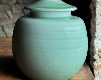 70 Cu/In Capacity- Small Sized Cremation Urn - Handmade Pottery Clay Urn - 70 Cubic Inches Capacity- 6.5” Tall x 6” wide - CEL-70CU-2