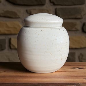 Handmade Porcelain Cremation Urn: Snowfall Speckled Design, 65 cu in