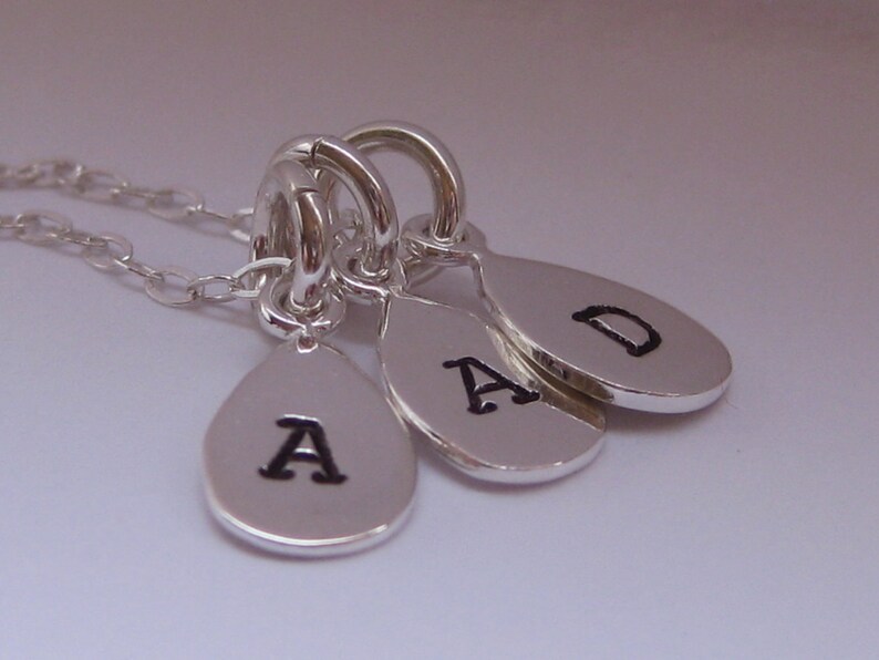 3 Small Initial Tag Hand Stamped Mother's Necklace image 1