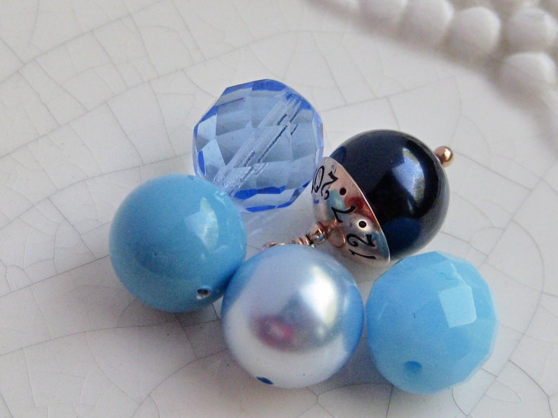 SOMETHING BLUE- Hand Stamped Custom Wedding Bouquet Charm- ROSE gold filled, fits Large Hole Charm bracelets imagen 5