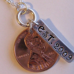 Custom Wedding Penny necklace 2024 US penny or earlier year image 2