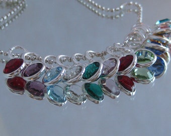 ADD ON- Swarovski crystal 6mm round channel set in silverplate BIRTHSTONE colors