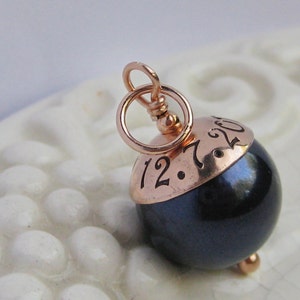 SOMETHING BLUE- Hand Stamped Custom Wedding Bouquet Charm- ROSE gold filled, fits Large Hole Charm bracelets imagen 1