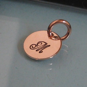 ROSE GOLD FILLED Add On Small Tag Hand Stamped Initial/Accent Charm image 1
