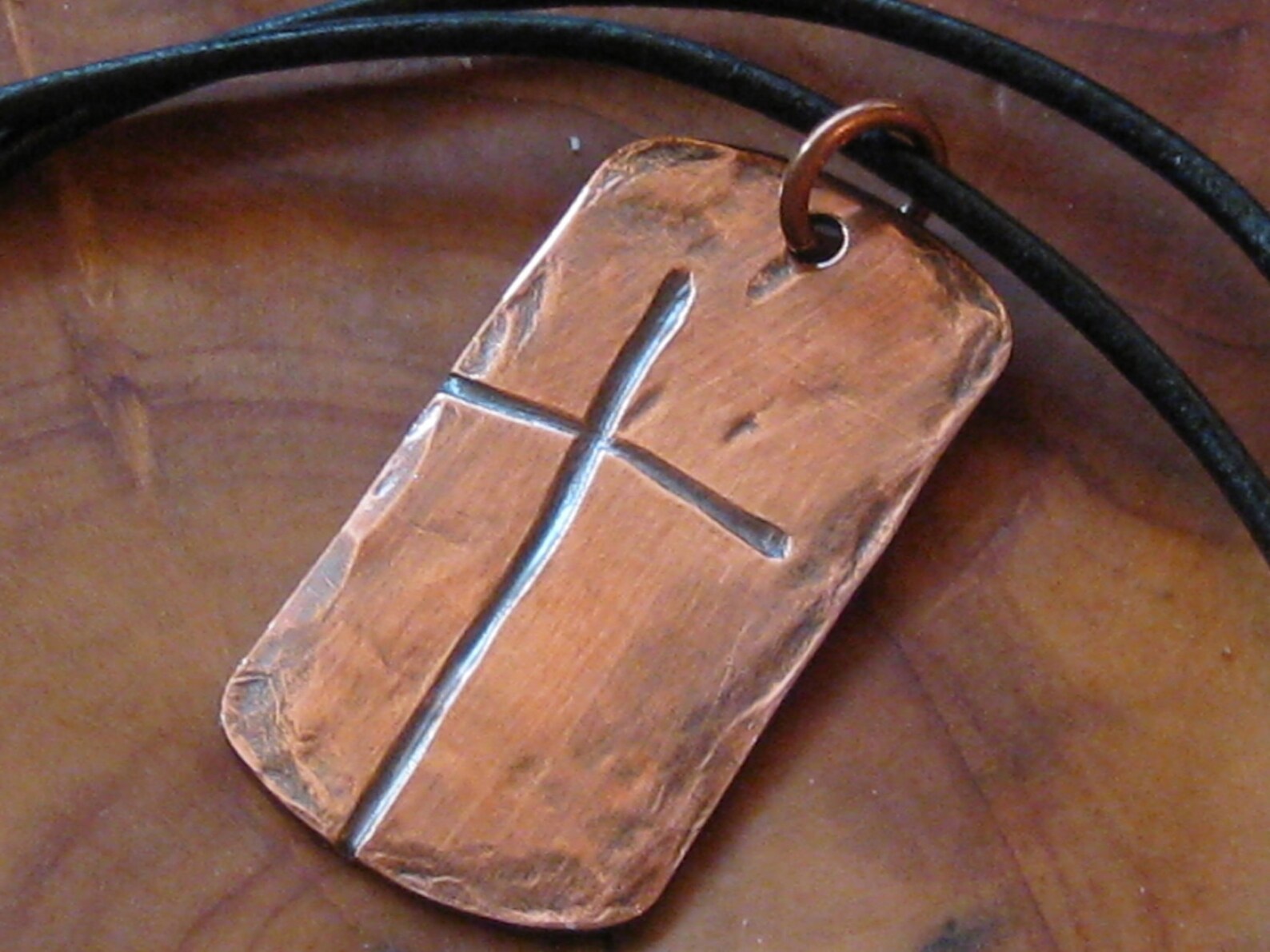 Ol' Rugged Cross Dog Tag Style Men's Copper Necklace Etsy