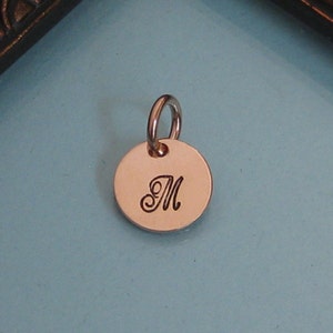 ROSE GOLD FILLED Add On Small Tag Hand Stamped Initial/Accent Charm image 2