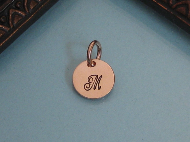 ROSE GOLD FILLED Add On Small Tag Hand Stamped Initial/Accent Charm image 2