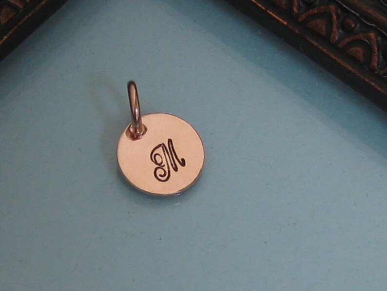 ROSE GOLD FILLED Add On Small Tag Hand Stamped Initial/Accent Charm image 4