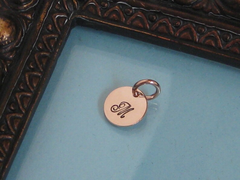 ROSE GOLD FILLED Add On Small Tag Hand Stamped Initial/Accent Charm image 3