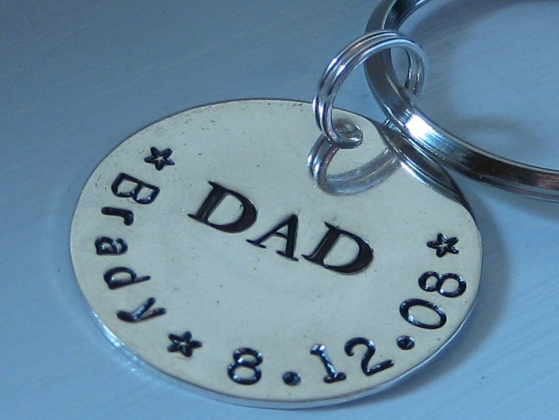 Custom Hand Stamped Sterling Silver Key chain image 1