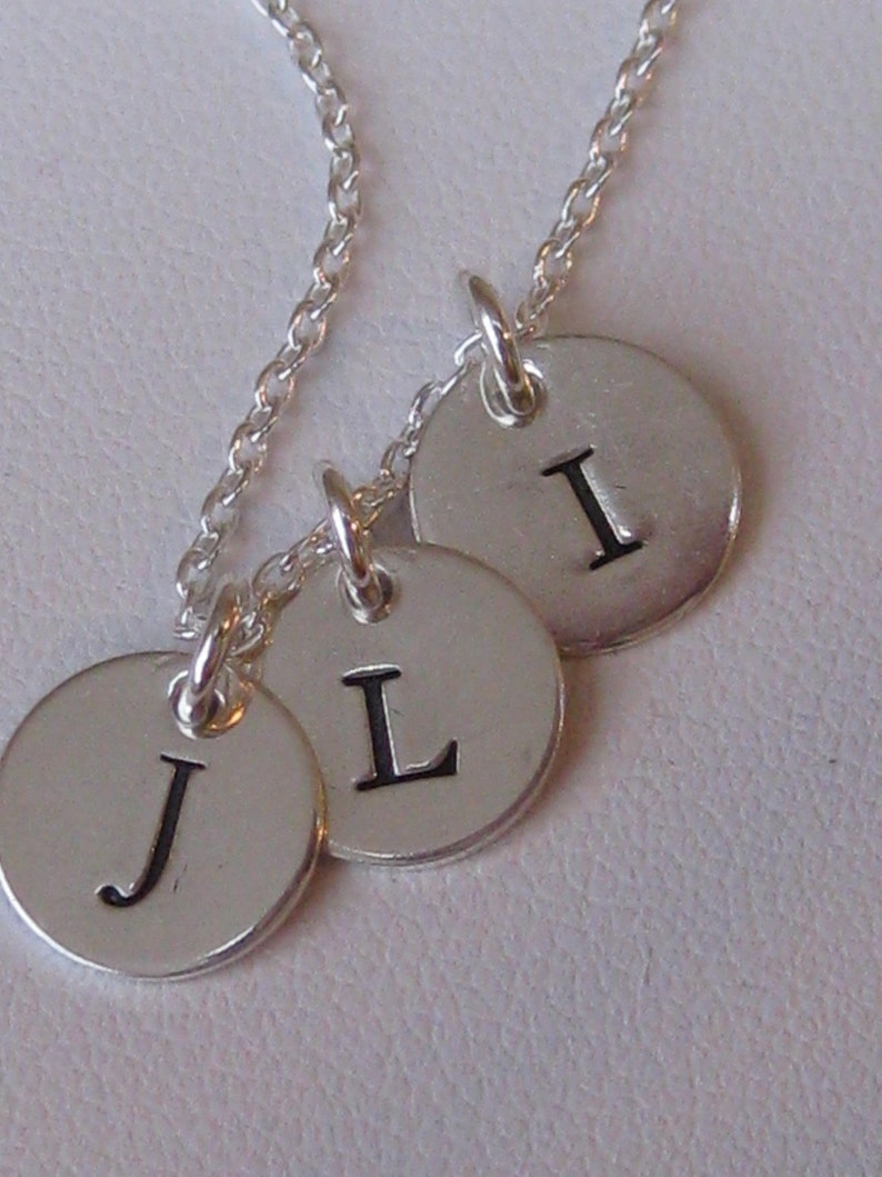 3 Small Initial Tag Hand Stamped Mother's Necklace image 2