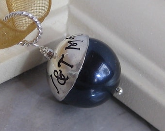 SOMETHING BLUE- Hand stamped custom wedding bouquet charm COBALT blue also available