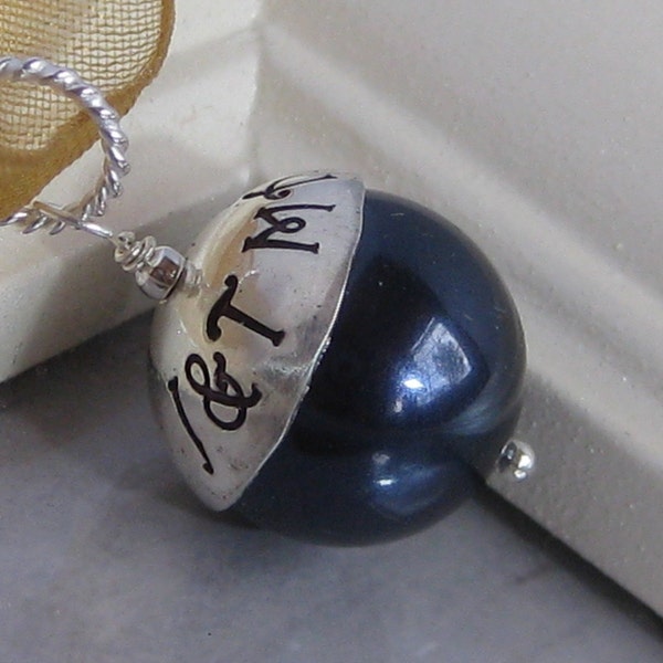 SOMETHING BLUE- Hand stamped custom wedding bouquet charm COBALT blue also available