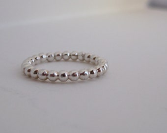 Little Beaded Sterling Silver Stacking Ring