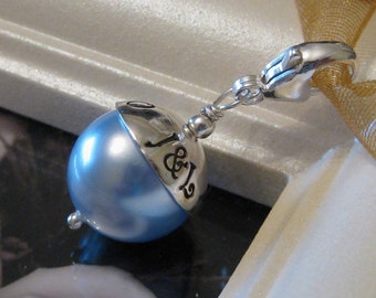 SOMETHING BLUE- Custom Hand stamped wedding bouquet charm with lobster clasp