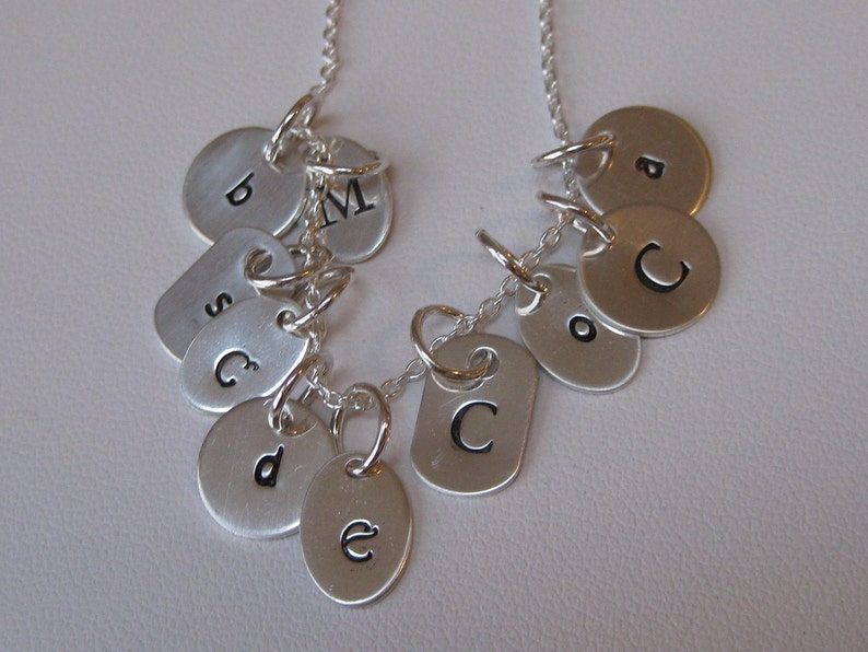 3 Small Initial Tag Hand Stamped Mother's Necklace image 4