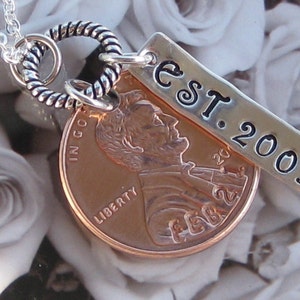 Custom Wedding Penny necklace 2024 US penny or earlier year image 1