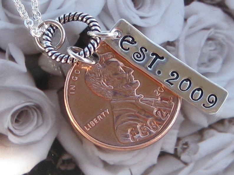Custom Wedding Penny necklace 2024 US penny or earlier year image 1