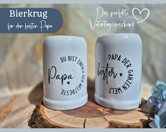 Bierkrug bedruckt | Geschenk Vatertag Papa | personalisierter Bierkrug mit Name | Geschenk für Männer | Papa Geschenk | 500ml Keramik Krug