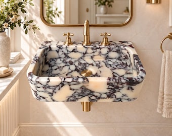 Calacatta Viola Floating Vanity Sink – Sculptural Marble Basin for Powder Room