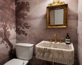 Calacatta Gold Marble Sink: Rustic Bathroom Basin (24"x16"x8")
