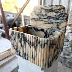 Calacatta Viola Marble Wall Mounted Sink: Luxury Bathroom Basin (24&quot;x18&quot;x12&quot;)