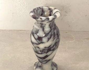 Jarrón de mármol Calacatta Viola, elegante, hecho a mano, de 23 cm, para decoración del hogar.
