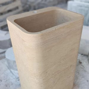 Handmade Travertine Pedestal Sink – Natural Stone Freestanding Luxury Bathroom Vanity Sink image 2
