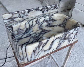 Calacatta Viola Marmor Waschbecken- Wandhalterung Naturstein Badezimmer Eitelkeit- Kundenspezifisches rechteckiges Waschbecken