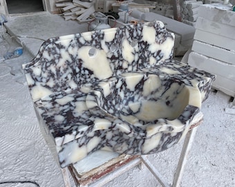 Calacatta Viola Marmor Waschbecken: Luxus Gefäß (70 x 40 x 6,3 cm)