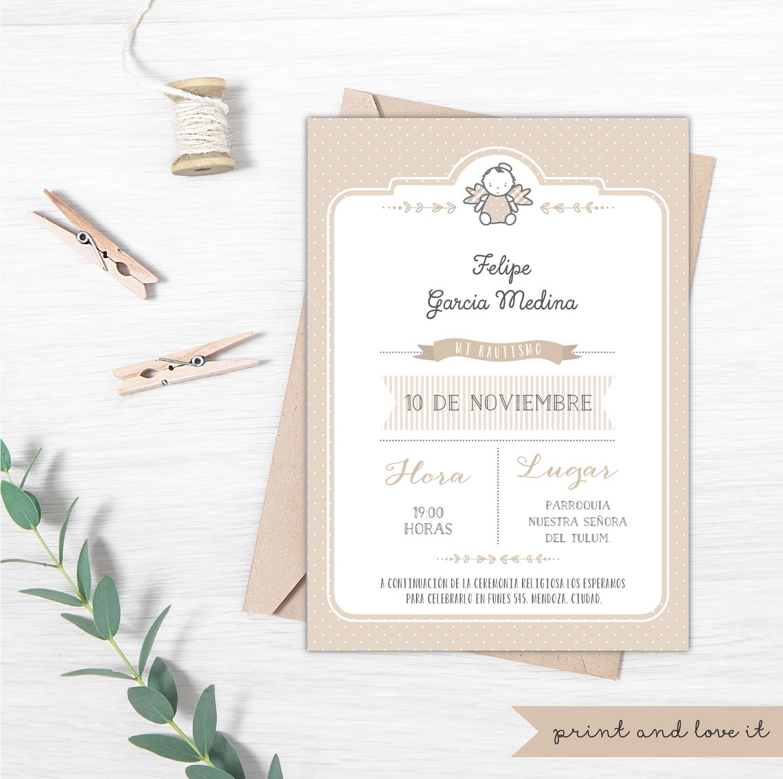Baptism Invitation in Spanish. Printable Boy Recordatorio De - Etsy