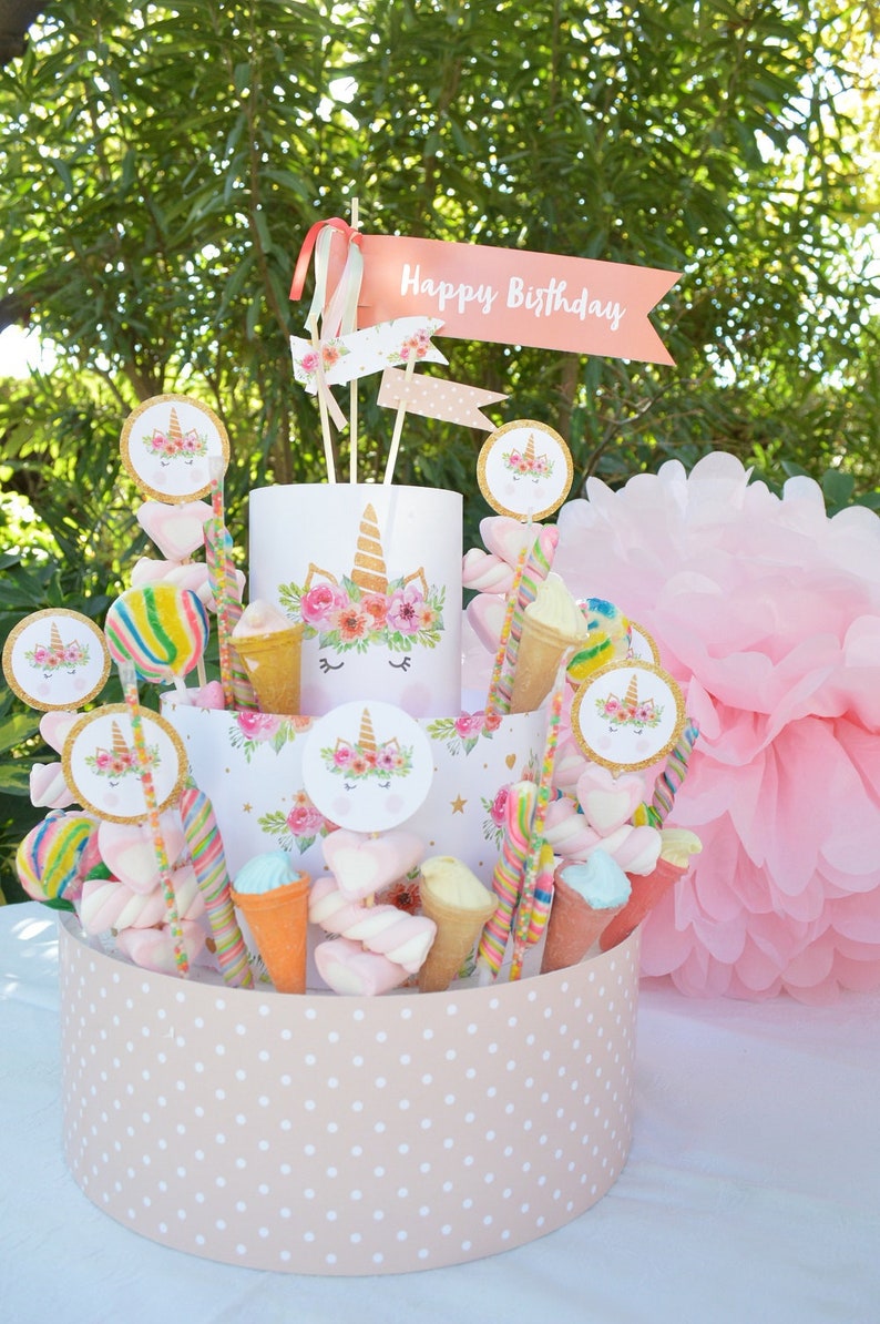 Unicorn Candy Limited Max 87% OFF price Tower. Centerpiece. Printable. Download Instant