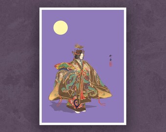Beautiful Noh Dance Canvas Print – Tsukioka Kōgyo Japanese Theater Art  – Classic Japan Reproduction