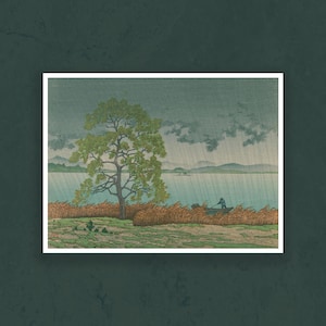 Rain at Matsue Lake – Kawase Hasui Print – Serene Japanese Rainy Landscape – Vintage Canvas Wall Art