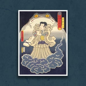 Ishikawa Goemon Magic Duel – Kunisada Ukiyo-e Print – Samurai Spirit Battle Canvas – Edo Japanese Art