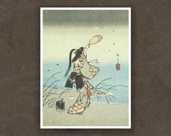 Catching fireflies Ukiyo-e artprint reproduction from Utagawa Hiroshige
