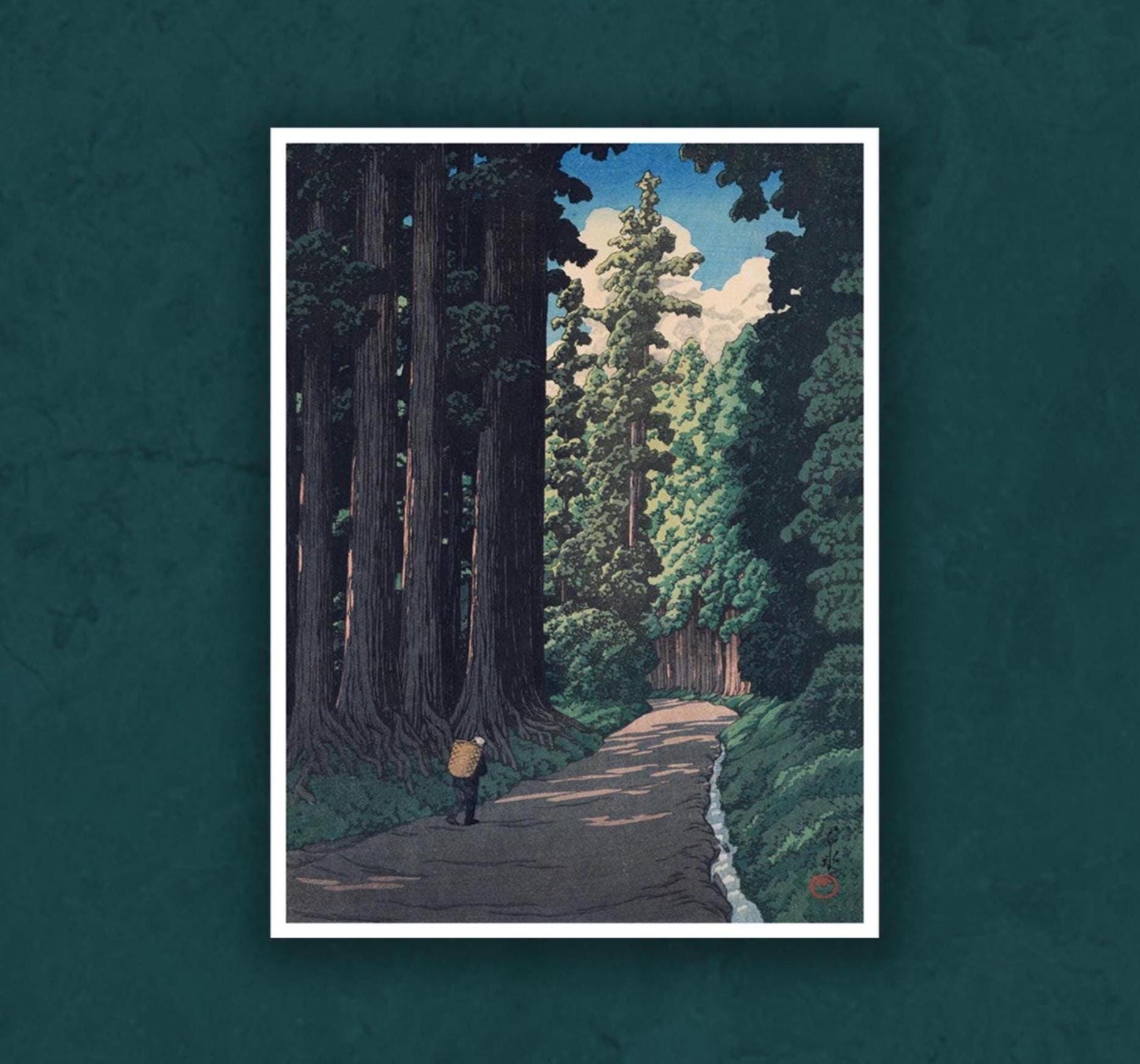 The Road to Nikko Canvas Print – Kawase Hasui Japanese Landscape Art –  Wall Decor – Tranquil Japan Nature Scene Reproduction