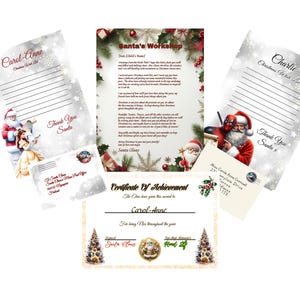 Carta a Papá Noel con certificado y lista navideña.
