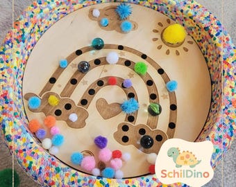 Aktivitätsplatte Stapelstein I Balanciersteine I Feinmotorik I Montessori I Zubehör für Stapelsteine zur motorischen Förderung I Regenbogen
